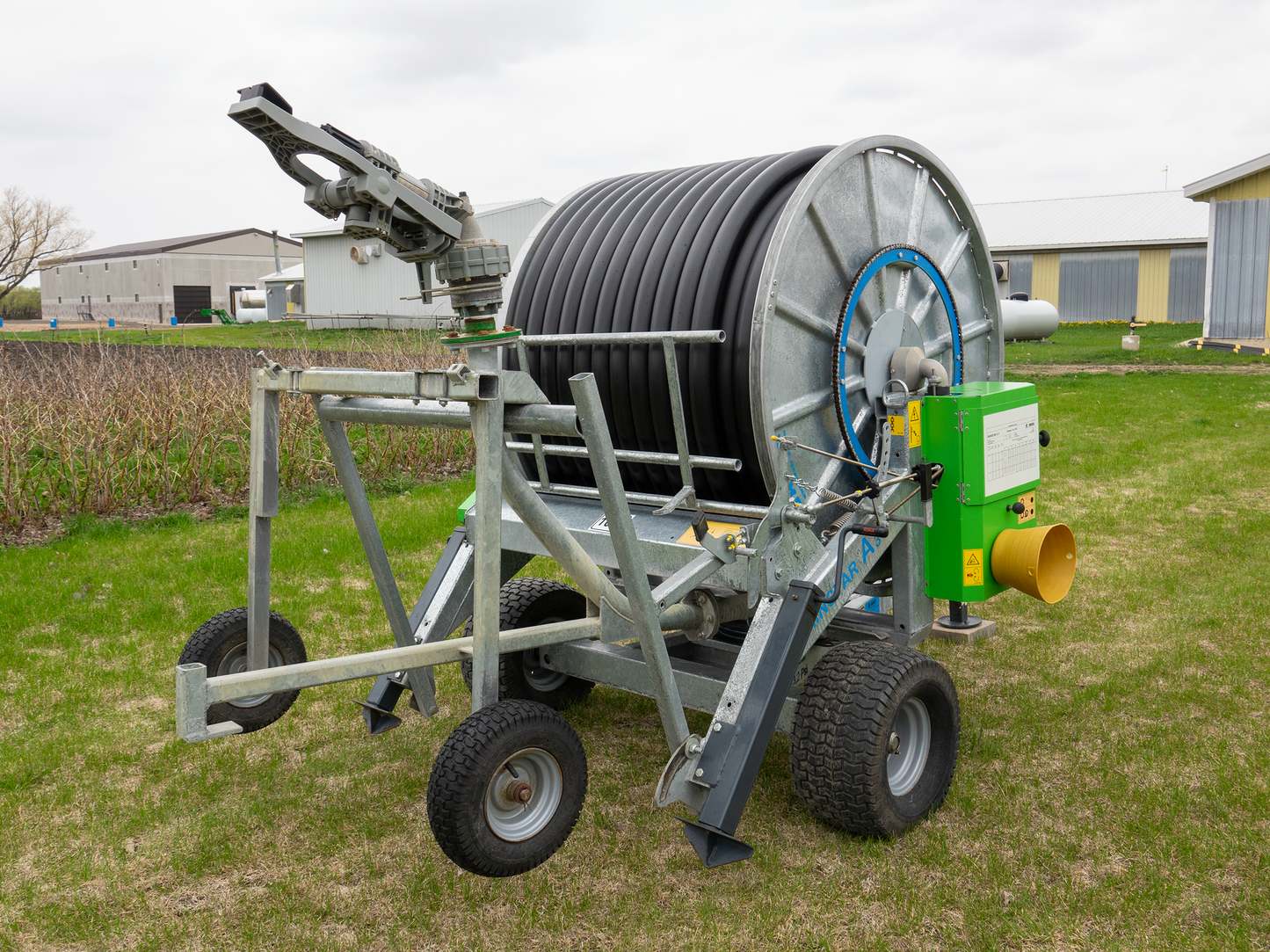 Bauer Rainstar Model 63-150 Hard Hose Reel with Komet Twin Max Sprinkler - SOLD!