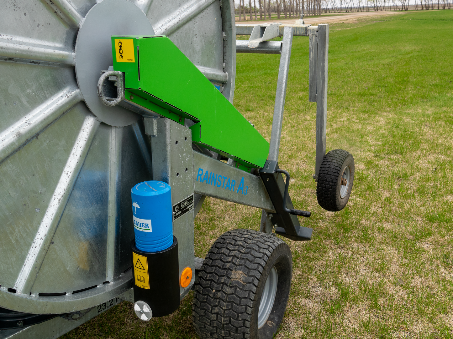 Bauer Rainstar Model 63-150 Hard Hose Reel with Komet Twin Max Sprinkler - SOLD!