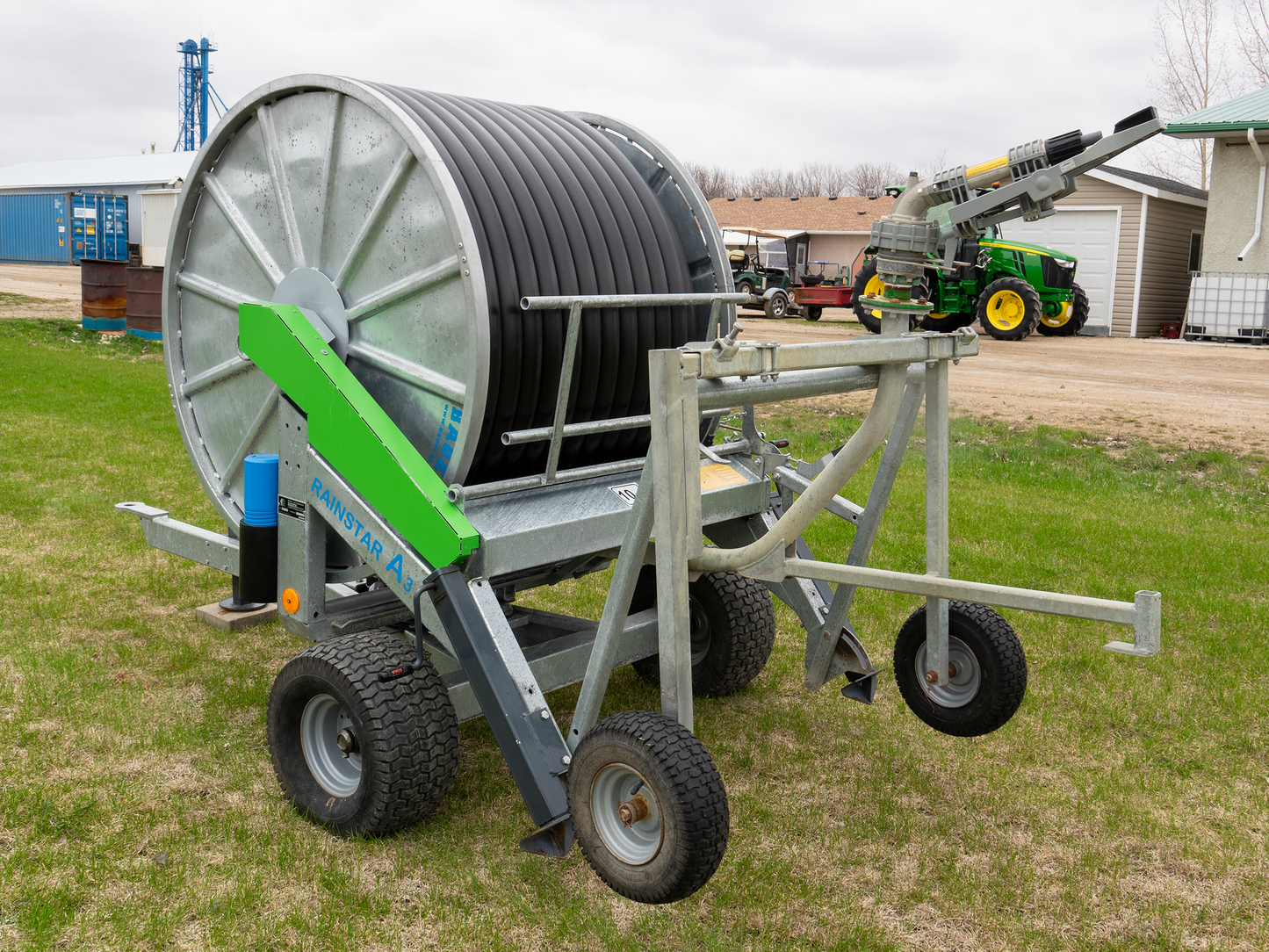 Bauer Rainstar Model 63-150 Hard Hose Reel with Komet Twin Max Sprinkler - SOLD!