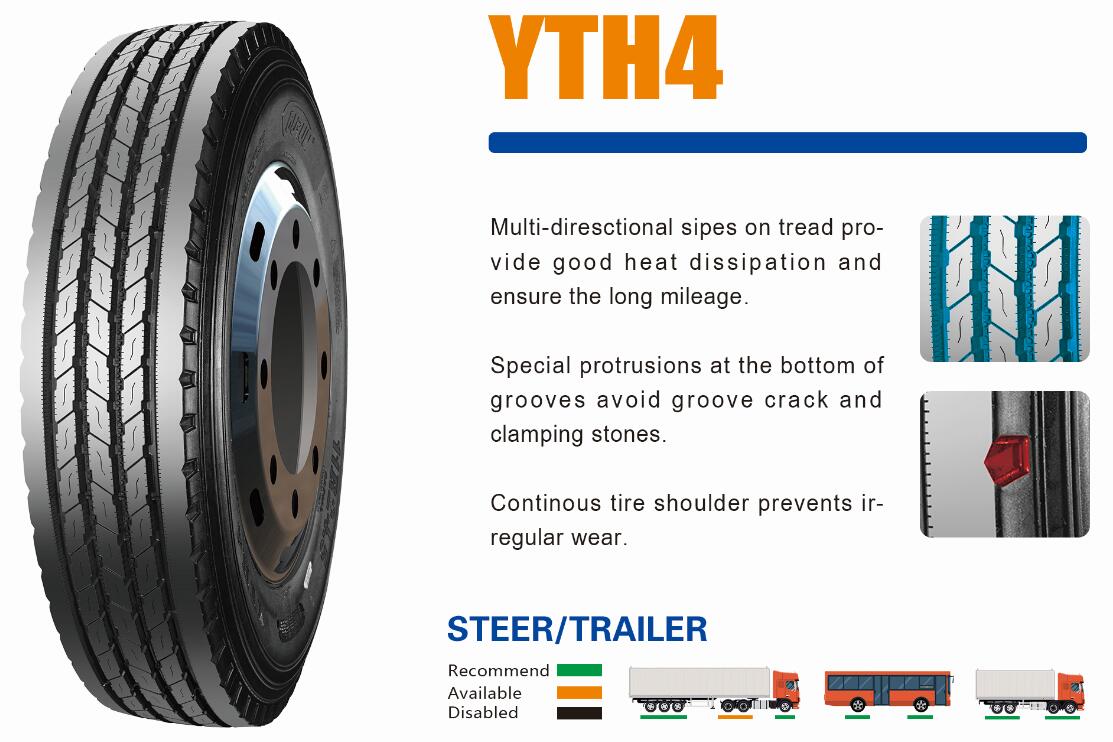 Durun YTH4 Steer/Trailer Truck Tires